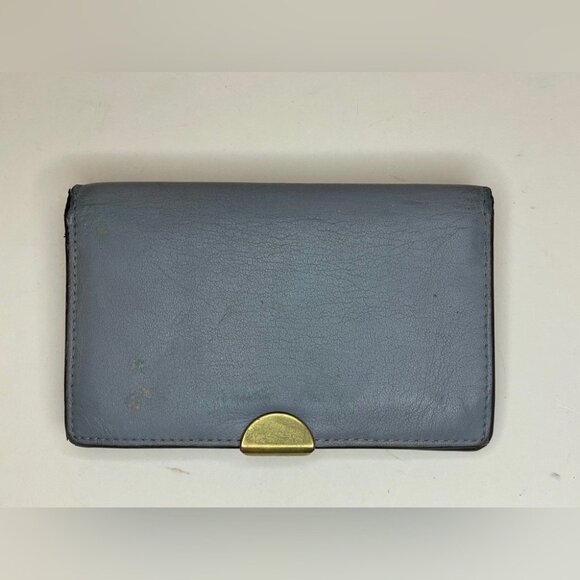 Coach Dreamer Card Case In Colorblock Blue Wallet with Gold Accent - Picture 1 of 13